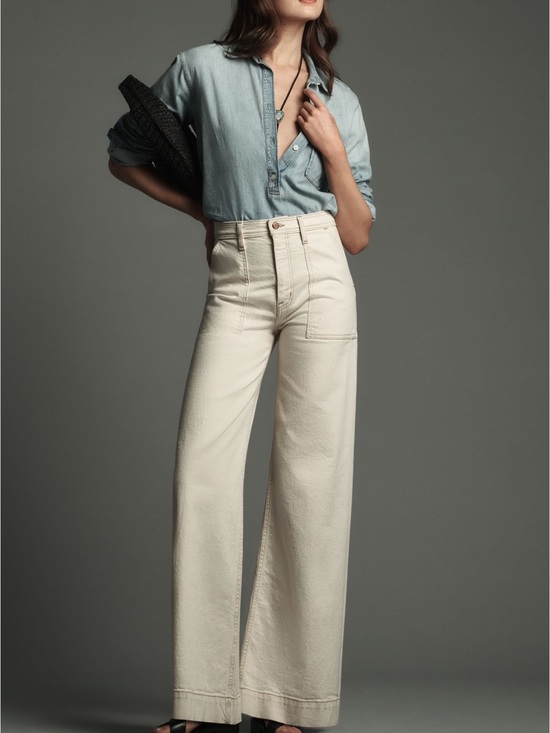 pistola Denim - pistola High-Rise Wide-Leg Jeans in Cream